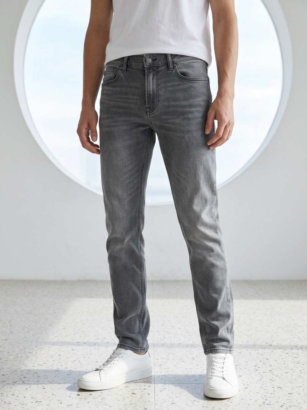 Abercrombie Kids Super Skinny Jeans Boys 15/16 Gray Stretch Denim Whiskered Teen